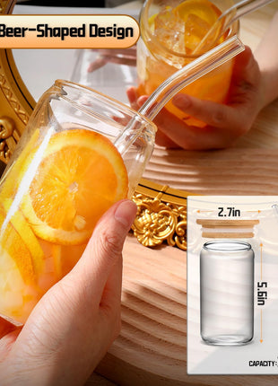 DWTS DANWEITESI Glass Cups with Lids and Straws 4 pcs,16oz Drinking Glasses Set for Coffee Bar Accessories,Iced Coffee Cups with Lids,Matcha Cup Glass Tumbler Reusable for Gifts