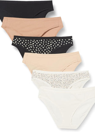 Amazon Essentials Women's Breathable Cotton Bikini Brief Underwear with Full Coverage, Multipacks