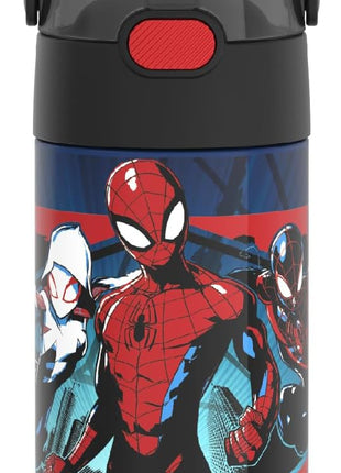 THERMOS FUNTAINER Water Bottle with Straw, 12oz, Spider-Man | Kids Stainless Steel Insulated Water Bottle, Keeps Drinks Cold Longer for School & Play, BPA-Free