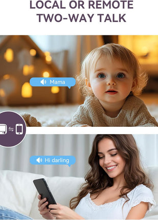 Comfyer Hybrid Video No WiFi & Smart WiFi Baby Monitor - 5inch 1080P Split Screen & 2K Camera App Control, Motion Alerts, Sound Detection, HD Night Vision, 5050mAh Battery,Triple Security, 1600ft Range