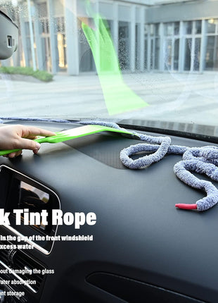 10 Feet Soft Water Absorbent Rope Tint Tools, Window Tint Film Install Water Drying Absorbed Rope, Automotive Windshield Rope Car Door Glass Cleaning Tool Prevent Liquid Spreading Barrier Rope Tool