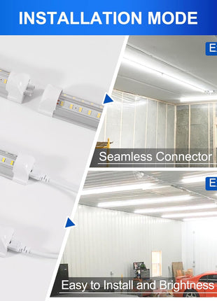 XLNYUUI Led Shop Lights,4FT LED Light 50W 6500K 7000LM Led Daylight,Garage Light Linkable Clear Cover Integrated V-Shape for Garage Warehouse Workbench Workshop(2-Pack)