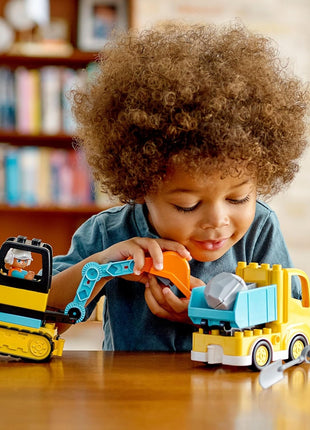 LEGO DUPLO Town Truck & Tracked Excavator Construction Vehicle 10931 Toy for Toddlers 2-4 Years Old Girls & Boys, Fine Motor Skills Development and Learning Toy