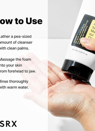 COSRX Snail Mutin Gel Cleanser, 5.1 fl oz (150 ml), Snail Cleanser, Cleanser, Face Wash, Foam Cleanser, Worried Skin, Dry Skin, Hydration, Moisturizing, Makeup Removal, Basic Cosmetics, Korean Cosmetics, Korean Skin Care