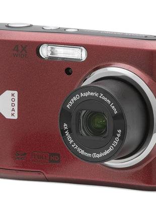 KODAK PIXPRO Friendly Zoom FZ45-RD 16MP Digital Camera with 4X Optical Zoom 27mm Wide Angle and 2.7 inch LCD Screen (Red)