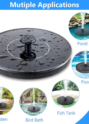 Mademax Solar Bird Bath Fountains, Upgrade 1.4W Solar Fountain Pump with 6 Nozzles, Free Standing Floating Solar Powered Water Fountain Pump for Bird Bath, Garden, Pond, Pool, Outdoor