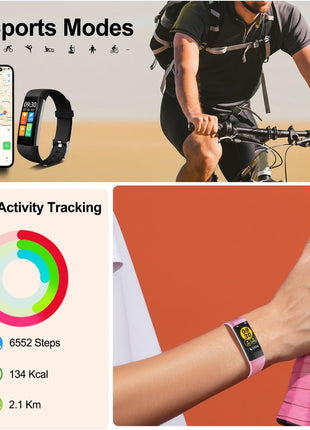 Fitness Tracker with Step/Distance/Calories Counter, Activity Tracker with Heart Rate Monitor, Slim Style Watch IP68 Waterproof, Sleep Monitor Tracker, Pedometer Watch for Women Men