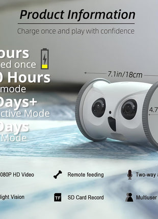 Owl Robot,Pet Camera Treat Dispenser Interactive Toy for Dogs Cats with Remote Phone App Control