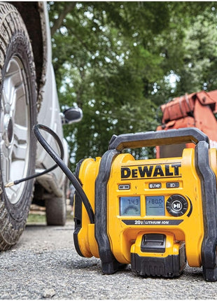 DEWALT Tire Inflator Portable Air Compressor 20V MAX, Car Air Pump with Automatic Shut Off, LED Light, Tool Only (DCC020IB)