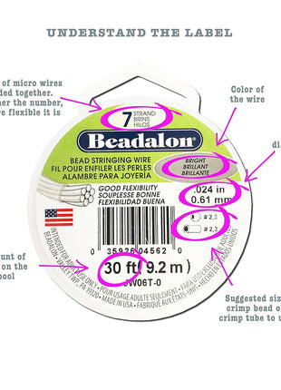 Beadalon 7 Strand Stainless Steel Bead Stringing Wire, 0.015 in / 0.38 mm, Satin Gold, 100 ft / 31 m