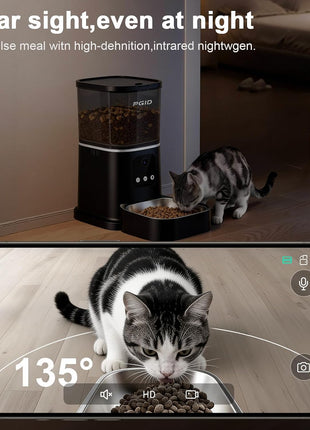 Automatic Cat Feeder with 4K Camera,2.4G Auto Dog Feeder w Night Vision,Pet Feeder w2-Way Audio,Timed Cat Feeders for Dry Food,Dogs Food Dispenser w APP Control 5L