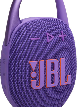 JBL Clip 5 - Ultra-Portable, Waterproof & Dustproof Bluetooth Speaker, Big Pro Sound with Punchy bass, Integrated Carabiner, Up to 12 Hours of Play, Made in Part with Recycled Materials (Purple)