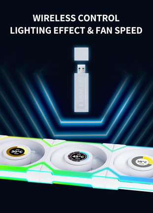 Lian Li UNI Fan SL LCD Wireless (Reverse Blade) 120mm ARGB Fan - Triple Pack - 1.6" LCD Display - 2.4 GHz Wireless Signal for RGB & Fans Control - Controller Included & Required - White(12RSLLCD1W3W)