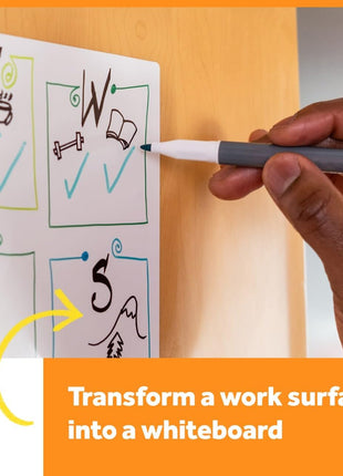Post-it Dry Erase Whiteboard Film Surface for Walls, Doors, Tables, Chalkboards and More, Removable Sticky White Board , Stain-Proof, Easy Installation, 6 x 4 ft Roll