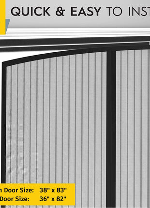 AUGO Magnetic Screen Door - Self Sealing, Heavy Duty, Hands Free Mesh Partition Keeps Bugs Out - Pet and Kid Friendly - Patent Pending Keep Open Feature - 38 Inch x 83 Inch