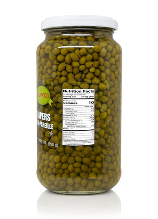 Sanniti Spanish Non Pareil Capers in Vinegar and Salt Brine - 33.5 oz