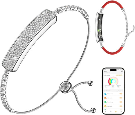 Smart Bracelet for Women – Fitness Tracker with Heart Rate, Sleep & Step Tracking, 1ATM Water Resistant, Multi-Sport Modes, Fitness Tracking Wearable with Free App, 2 Bands(Silver)