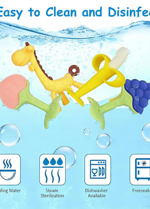 Baby Teething Toys 3-6 Months, Baby Chew Teether Toys | BPA Free, Babies Teething Relief, Banana Toothbrush, Fruit Shape Giraffe Newborn Teether Toy Gift for Boy and Girl