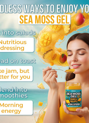 Biolore Sea Moss Gel Mango-Pineapple Made in USA Raw Wildcrafted Irish Seamoss Essential Vitamins Trace Minerals Vegan Superfood, Jam, Jelly & Sweet Spread Gifts (Mango-Pineapple 8OZ)