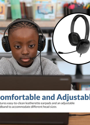 Cyber Acoustics Stereo PC Headset (AC-6008), 3.5mm Connection, Unidirectional Microphone with Flexible Boom for PC & Mac; Perfect for Classroom or Home