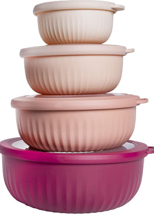 COOK WITH COLOR Prep Bowls with Lids  Wide and Deep Nesting Plastic Small Mixing Bowl Set with Lids, 8 Piece Set   Wide Bowls, Rose