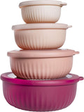COOK WITH COLOR Prep Bowls with Lids  Wide and Deep Nesting Plastic Small Mixing Bowl Set with Lids, 8 Piece Set   Wide Bowls, Rose