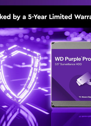 Western Digital 18TB WD Purple Pro Surveillance Internal Hard Drive HDD - SATA 6 Gb/s, 512 MB Cache, 3.5 inch - WD181PURP