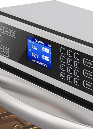 KoolMore 30-Inch Electric Double Wall Oven with Quiet, Rapid Convection Cooking, 7 Cook and Baking Modes, Dual Large Capacity Ovens, Stainless-Steel Unit, Self-Cleaning (KM-WO30D-SS)