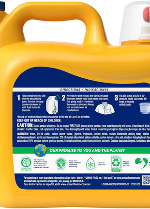 ARM & HAMMER Plus OxiClean Odor Blasters Liquid Laundry Detergent | Fresh Burst Scent, 128 Loads, 166.5 fl oz