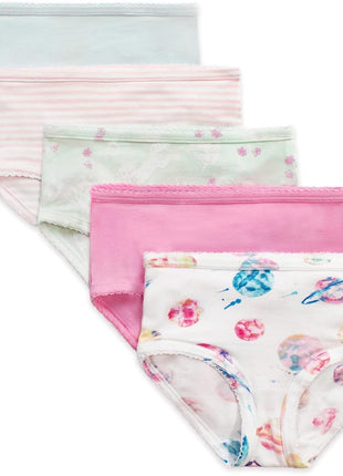 Burt's Bees Baby Baby Toddler Girl Underwear, Organic Cotton, Pack of 5, Planets & Unicorns, 4-5T