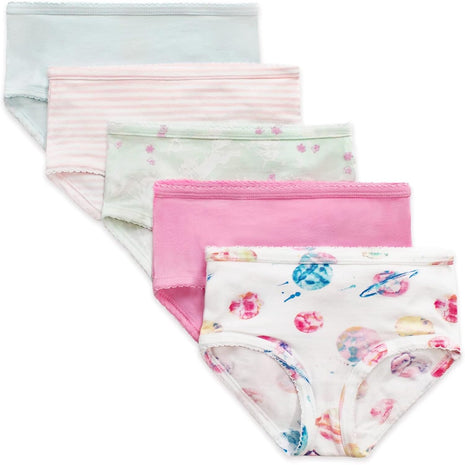 Burt's Bees Baby Baby Toddler Girl Underwear, Organic Cotton, Pack of 5, Planets & Unicorns, 4-5T