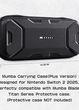Mumba Carrying Case for Nintendo Switch 2 [Fits Console with Protective Case On][2025 Plus Version] Hard Shell Travel Handbag Pouch with 12 Game Card Slots, Large Capacity for Accessories (Black)