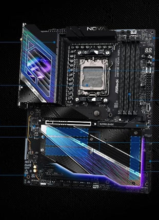 ASRock Phantom Gaming X870E Nova WiFi Socket AM5 AMD Ryzen X870 DDR5 DIMMs 8200 MHz 256 GB ATX Motherboard USB4