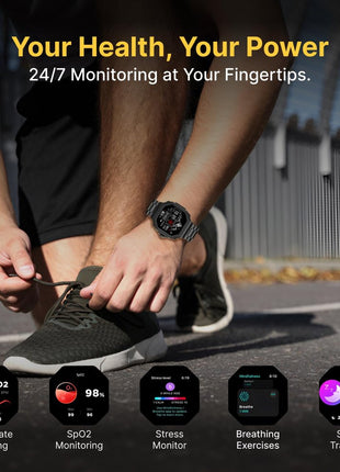 TIMEX Smart Nova 1.43 inch(3.6cm) AMOLED Display with Functional Crown, Stainless Steel Bracelet and BT Calling Smartwatch for Unisex - TWTXW1003T