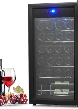 Garvee Wine Fridge 28-bottle, Wine Cooler Refrigerator, Stainless Steel Cabinet Temperature Control 40-66°F Mini Wine Cellar for Home, Office, Bar