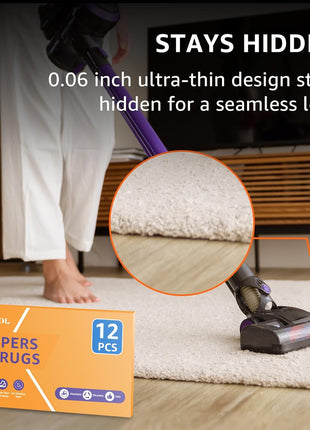 ZONGOOL 12PCS Rug Tape Non Slip Rug Pad Grippers Double Sided Carpet Tape