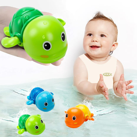 Bath Toys for Toddlers 1-3, Wind Up Swimming Turtle Baby Bath Toys, 3 Pack | Wind-Up Swimming, 3 Bright Colors, Non-Electric, Smooth Edges, for 1-3 Year Old Toddlers, Bathtub & Pool