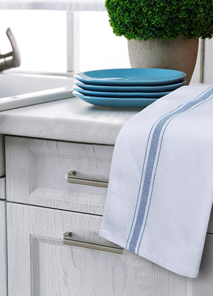 Utopia Towels Blue Dish Towels [12 Pack - 15 x 25 in] 100% Ring Spun Cotton | Highly Absorbent & Reusable Cleaning Bar, Tea, Kitchen and Dishcloths Set - 200 GSM