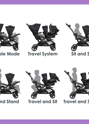Baby Trend Sit N' StandÂ® Double 2.0 Stroller, Dash Grey