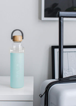Soma Glass Water Bottle with Silicone Sleeve, BPA-Free, Mint, 25oz