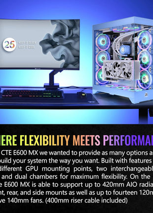 CTE E600 MX Hydrangea Blue E-ATX Mid Tower with Centralized Thermal Efficiency Design; Interchangeable Dual Front Panel; 3Way VGA Mounting Bracket; 400mm PCIe4 Riser Cable Included; CA-1Y3-00MFWN-00
