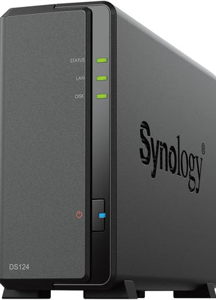 Synology DS124 Personal Backup & File Hub - Protect Photos, Secure Home Surveillance (1-Bay Diskless NAS)