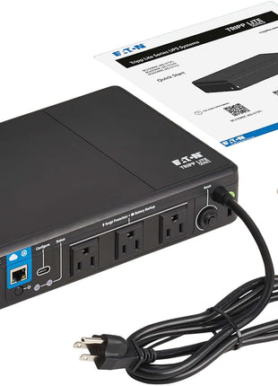 Tripp Lite Cloud-Connected 350VA UPS Battery Backup and Surge Protector, Remote Management & Monitoring, 210W, 3 Outlets, Computer UPS, Wall Mount Option, 5ft Cord, 3-Year Warranty (BC350RNC)