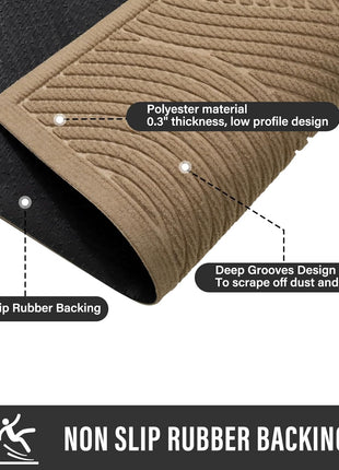 HIYARD Sturdy Front Door Mat, Absorbent Muddy Dirt Resist Welcome Door Mats Outdoor Indoor, Stain and Fade Resistant, Non-Slip Backing Entry Mat Low Profile Doormat for Entryway, 29×17, Beige