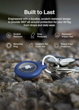 Belkin Apple AirTag Secure Holder with Key Ring - Durable, Scratch-Resistant Case with Open Face & Raised Edges - Protective AirTag Keychain Holder Accessory for Keys, Pets, Luggage, & More - Blue