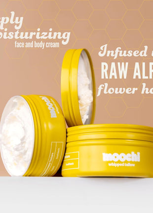 moochi Beef Tallow for Skin – Organic 100% Grass-Fed Whipped Balm with Rare Alpine Flower Honey, Natural Moisturizer Cream for Nourishing Skin Hydration
