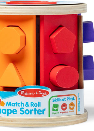 Melissa & Doug Match and Roll Shape Sorter - Classic Wooden Toy