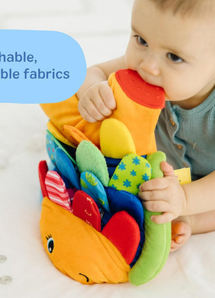 Melissa & Doug K's Kids, Flip Fish Stuffed Animal, Soft Baby Book, Multi-Textured Squeaking & Crinkling Infant Sensory Toys for Babies with Baby Mirror, Tummy Time Toys for Infants Ages 0–9 Months