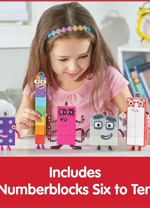 hand2mind Numberblocks Friends Six to Ten Figures – Official Licensed Character Action Figure Set, Numbers and Counting Figurines, Pretend Play Toys, for Kids Ages 3, 4, 5, 6, 7