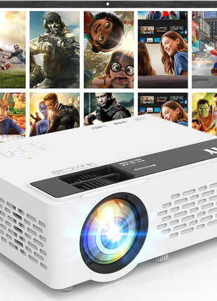 TMY 1080P Mini Portable Projector, 2-way Bluetooth, with 80in Screen | 1080P home theater, indoor/outdoor movies, Compatible with TV Stick/Roku/Phone/PC/PS/DVD/HDMI/USB